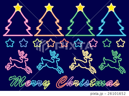 クリスマスネオンセット（夜背景） 26101652