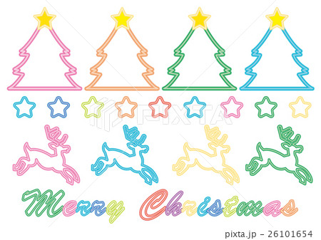 クリスマスネオンセット 白背景 透過背景 のイラスト素材 26101654 Pixta