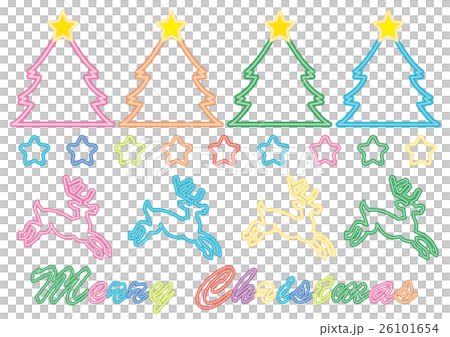 クリスマスネオンセット 白背景 透過背景 のイラスト素材