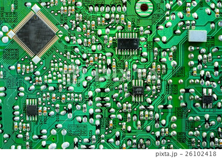 Electronic circuit board close up. 26102418