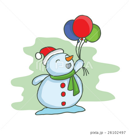 Cartoon Christmas snowman with balloon Cartoon Christmas snowman with balloon 26102497