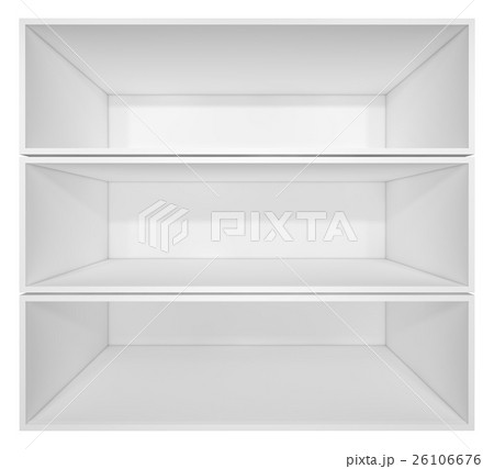 Empty white bookshelf 26106676
