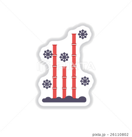 Vector illustration of bamboo and snow in paper 26110802