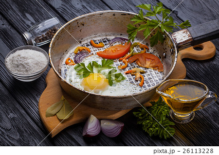 freshly made, delicious meal of eggs and 26113228
