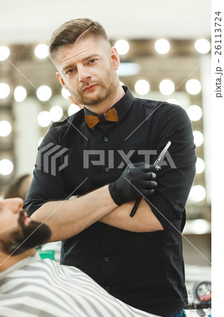 Barber making beard form for man Barber making beard form for man 26113724