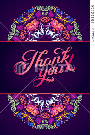 Thank you card in bright colors. Stylish floral Thank you card in bright colors. Stylish floral 26113916