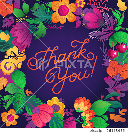 Thank you card in bright colors. Stylish floral Thank you card in bright colors. Stylish floral 26113936