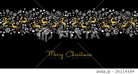 Vintage Christmas pattern deer decoration in gold 26114384