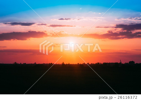 Scenic Red And Orange Sunset On Dramatic Cloudy 26116372