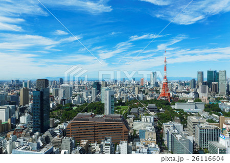 東京タワーと富士山と都市風景 東京タワーと富士山と都市風景 26116604