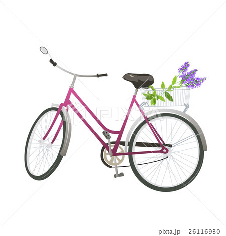 Bicycle with flowers in basket. 26116930