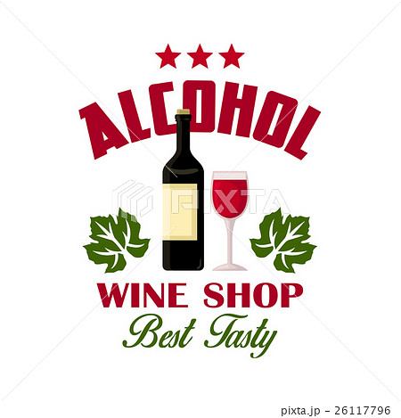Wine shop sign of bottle and glass icons Wine shop sign of bottle and glass icons 26117796