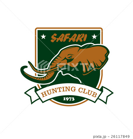 Hunting sport club symbol. Safari hunt shield sign 26117849
