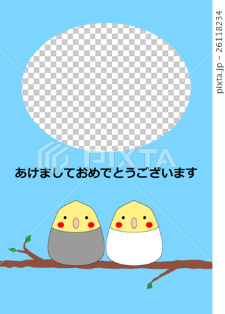 オカメインコ 年賀状のイラスト素材