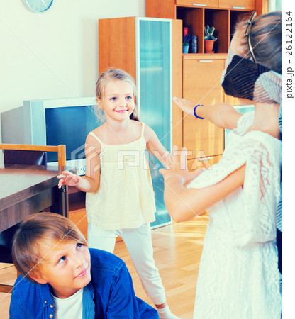 Happy kids playing with blindfold 26122164