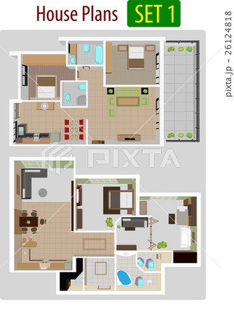 Vector illustration of House plan version 1のイラスト素材 [26124818] - PIXTA