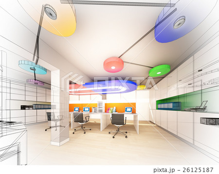 sketch design of interior office,3d rendering sketch design of interior office,3d rendering 26125187