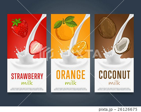 Milkshake concept with milk splash and fruit 26126675