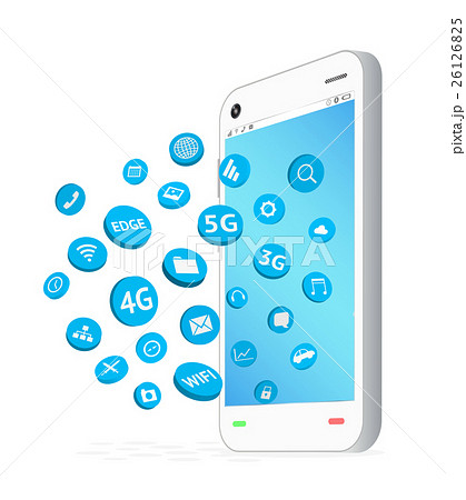 smartphone with connection apps icon floating smartphone with connection apps icon floating 26126825