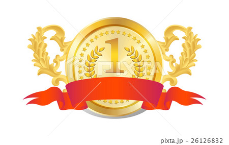 golden badge with red flag golden badge with red flag 26126832