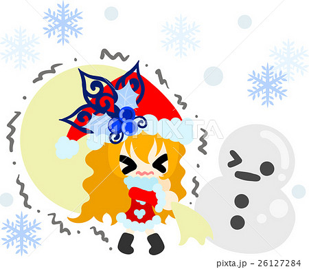 クリスマスと女の子の可愛いイラスト 寒い日のサンタクロース のイラスト素材
