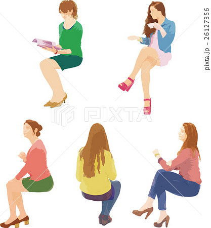 座る外国人女性イラストのイラスト素材 26127356 Pixta