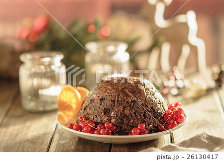 Christmas pudding in rustic style Christmas pudding in rustic style 26130417