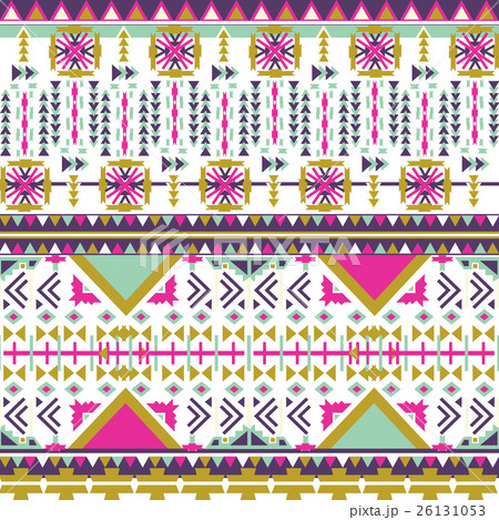 Colorful aztec pattern on white background 26131053