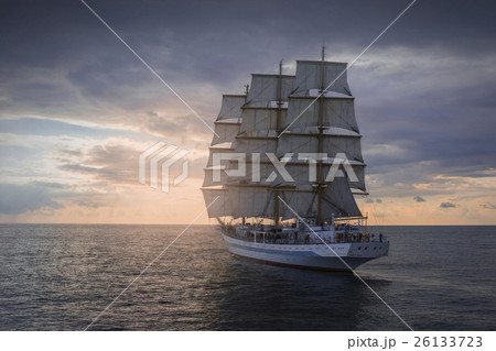 Ancient sailing ship in the sea 26133723
