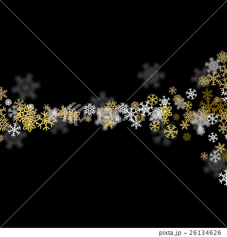 Snowfall background with golden snowflakes blurred 26134626