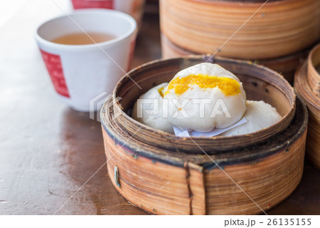 Chinese Steamed Creamy Custard Bun; Asian dish Chinese Steamed Creamy Custard Bun; Asian dish 26135155