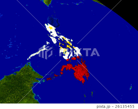 Philippines with flag on Earth 26135455