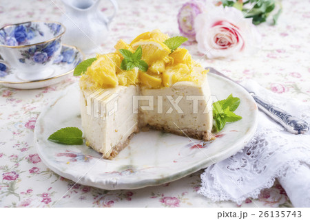 Lemon Cheesecake on Plate 26135743