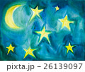 Moon and Stars Watercolor Children Style Painting 26139097