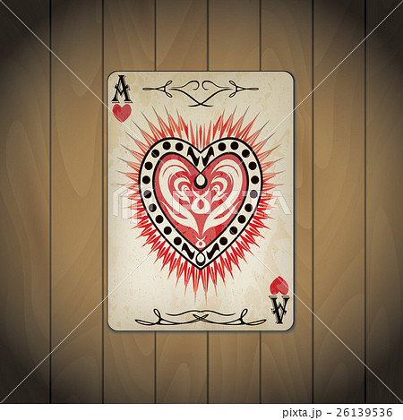 Ace Hearts Poker Cards Old Lookのイラスト素材