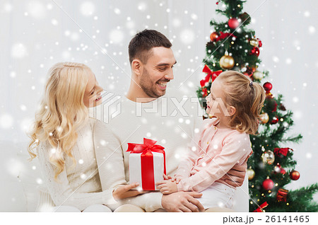 happy family at home with christmas tree happy family at home with christmas tree 26141465