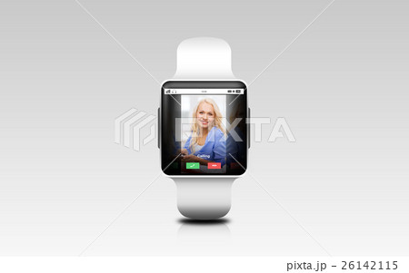 close up of smart watch with incoming call 26142115