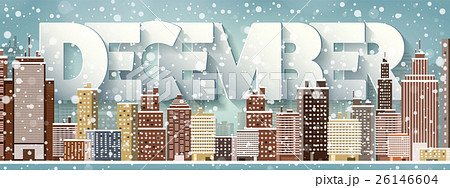 December month,winter cityscape.City silhouettes December month,winter cityscape.City silhouettes 26146604
