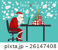 vector santa working with notebook in christmas  26147408