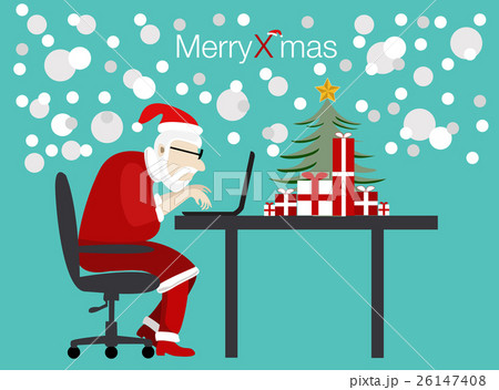 vector santa working with notebook in christmas vector santa working with notebook in christmas 26147408