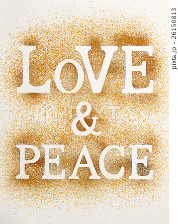 文字 Love Peace 英文字 背景素材の写真素材