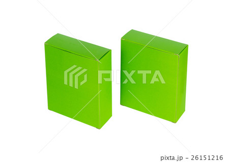 Two Green Box with lid open or green paper package Two Green Box with lid open or green paper package 26151216