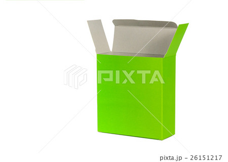 Green Box with lid open or green paper package box Green Box with lid open or green paper package box 26151217