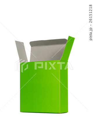 Green Box with lid open or green paper package box Green Box with lid open or green paper package box 26151218
