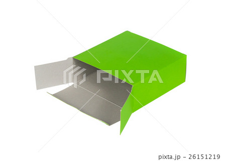 Green Box with lid open or green paper package box Green Box with lid open or green paper package box 26151219