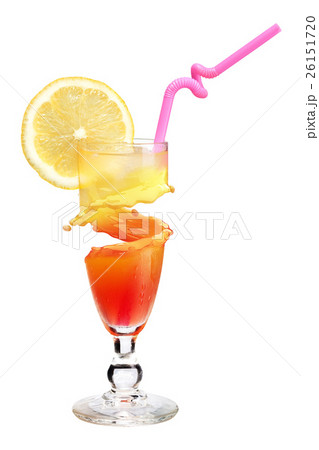 Tequila sunrise cocktail with ice. 26151720