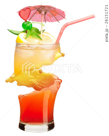 Tequila sunrise cocktail with ice. 26151721