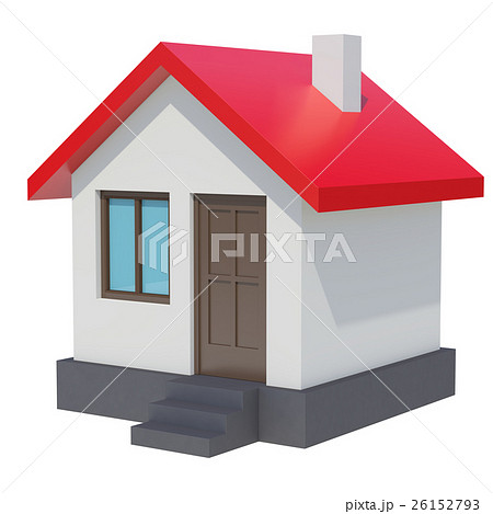 Small house with red roof on white background 26152793