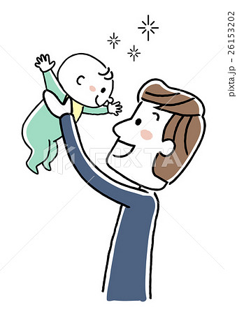 赤ちゃんを抱き上げる若い父親 26153202