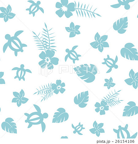 ハワイアン柄パターン ブルー系 背景白 のイラスト素材 26154106 Pixta